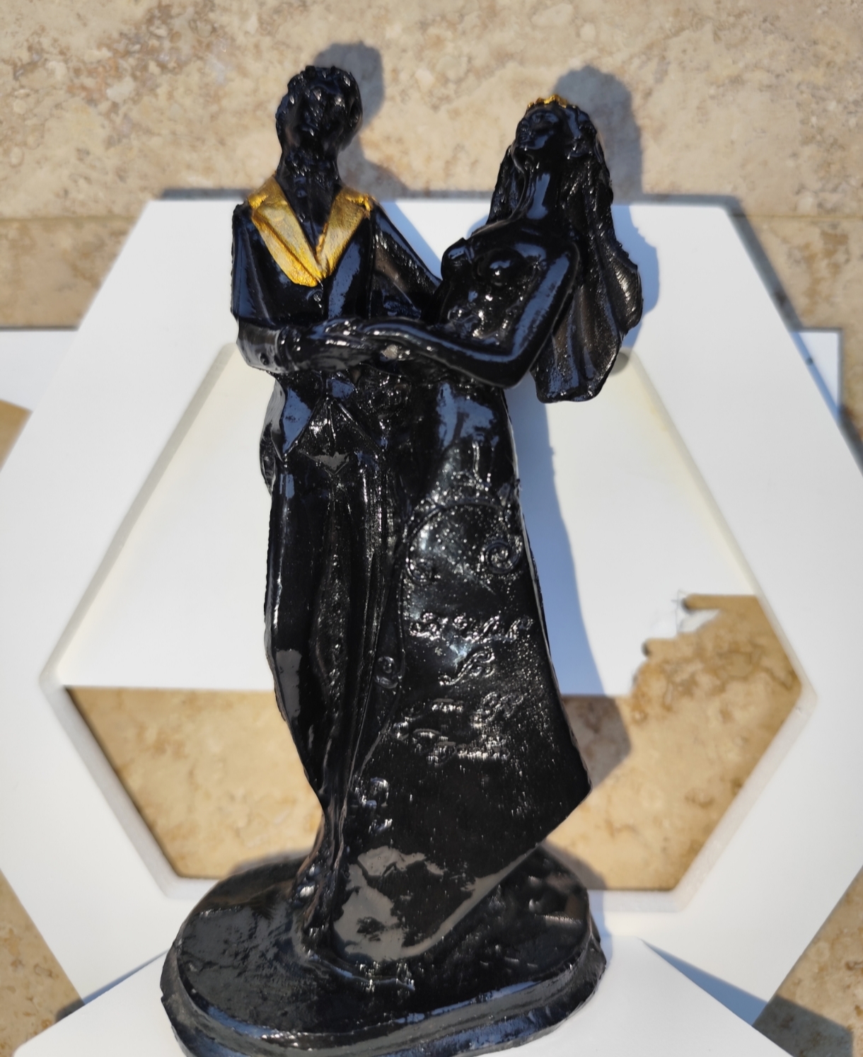 مجسمه دکوری وارداتی زوج زن و شوهر رنگ مشکی