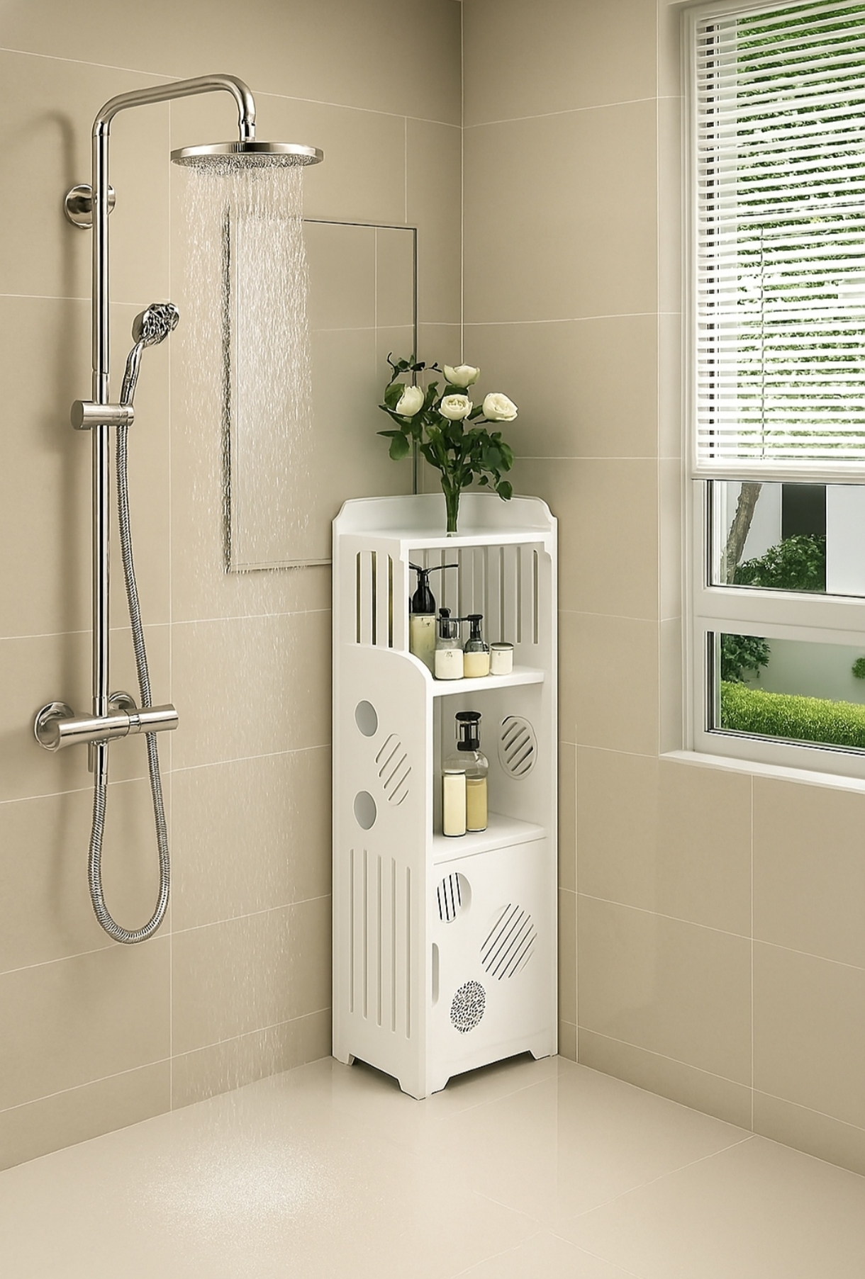 استند کنجی دایره مناسب حمام توالت قد90ضدآب pvcشلف