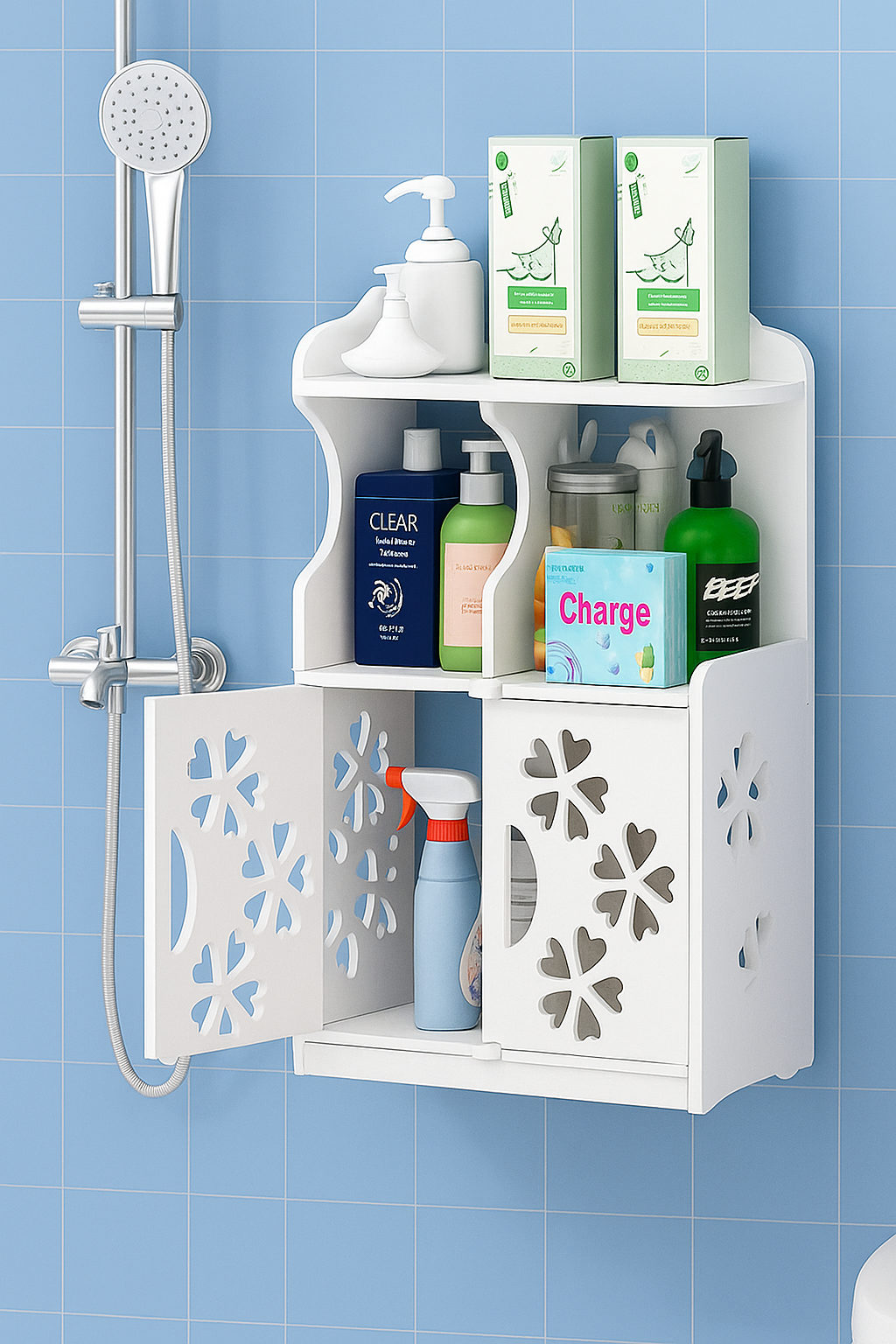 شلف استند کابینتی ایستاده درب دار حمام توالت سه طبقه