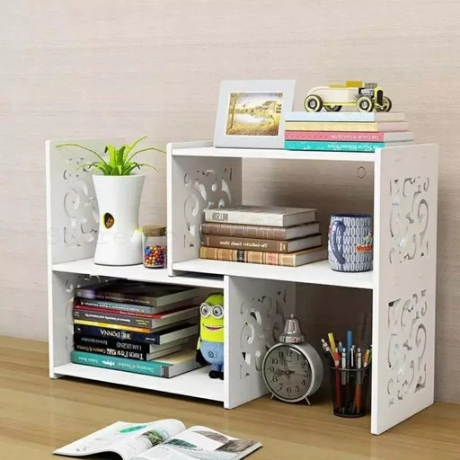 استند شلف کتابخانه و دکوری رومیزی چندحالته PVC ضدآب متحرک و قابل تنظیم برای میز کار و تحریر