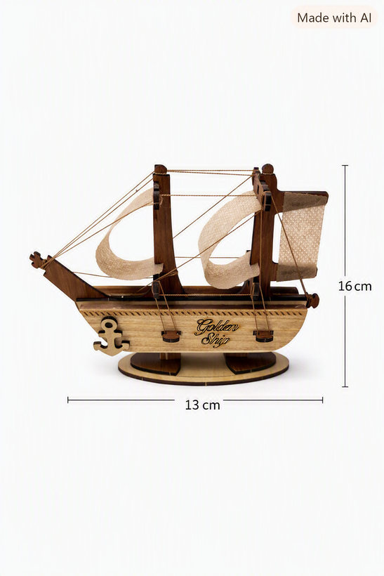 «کشتی چوبی دستساز دکوری تزئینی مدل Golden Ship ماکت دریایی کلاسیک برای دکور منزل»