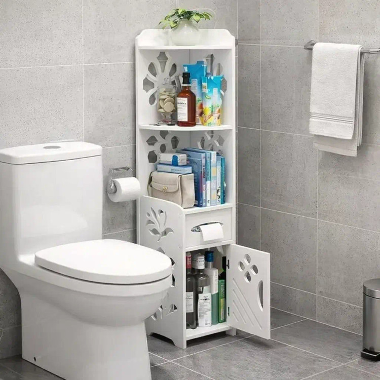 خرید شِلف و نظمدهنده استند ایستاده کنجی PVC ضدآب سرویس بهداشتی و لوازم آرایشی