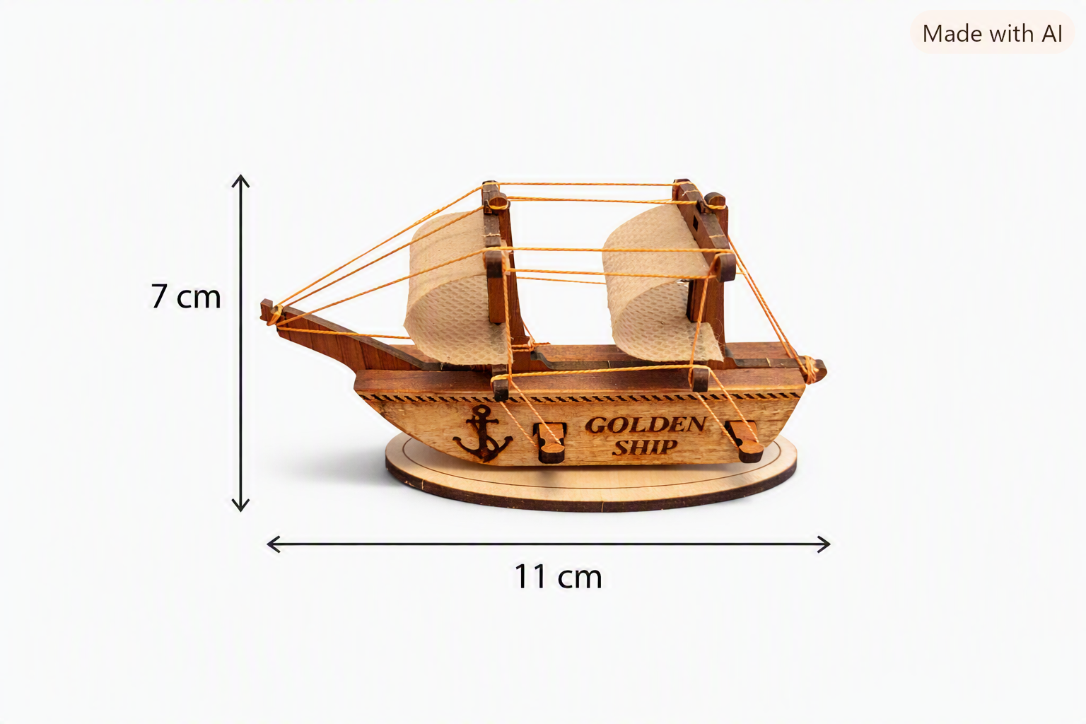 «کشتی چوبی کوچک دست‌ساز دکوری تزئینی مدل Golden Ship ماکت کلاسیک برای دکور منزل»
