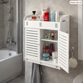 شِلف باکس کابنیتی دیواری سایز متوسط حمام ضدآب PVC نانو مدل درب کامل
