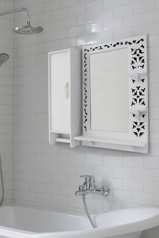 آینه شِلف باکسدار ضدآب PVC سایز بزرگ مناسب حمام و سرویس بهداشتی