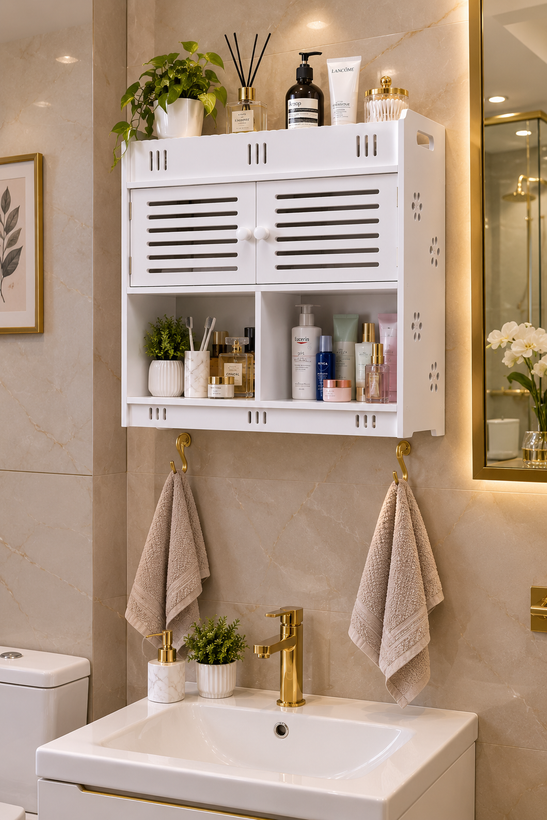 باکس کابینتی نیمه درب PVC نانو ضدآب کابینت دیواری حمام و سرویس بهداشتی