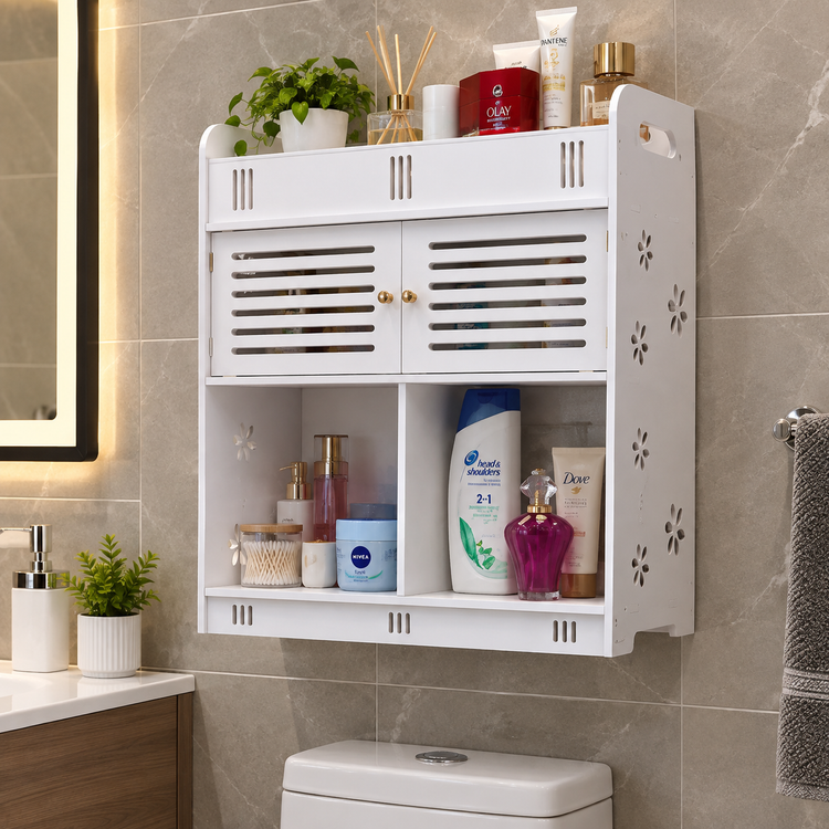 باکس کابینتی نیمه درب PVC نانو ضدآب کابینت دیواری حمام و سرویس بهداشتی